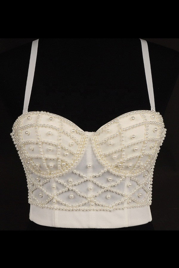 White Pearl Bustier Top