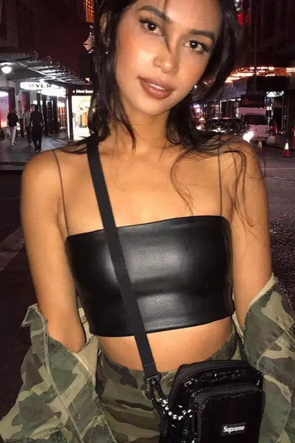 Noir PU Cami Top