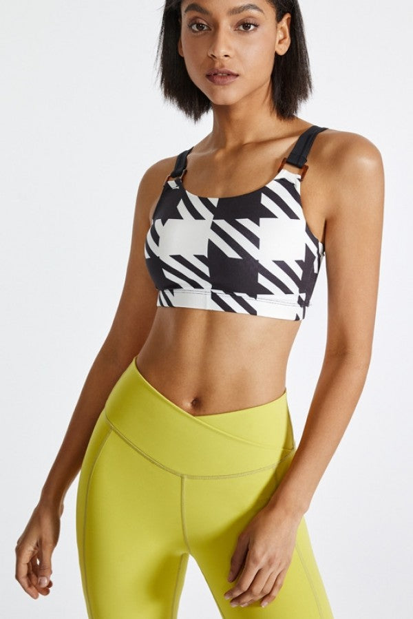 Noir Houndstooth Sports Bra