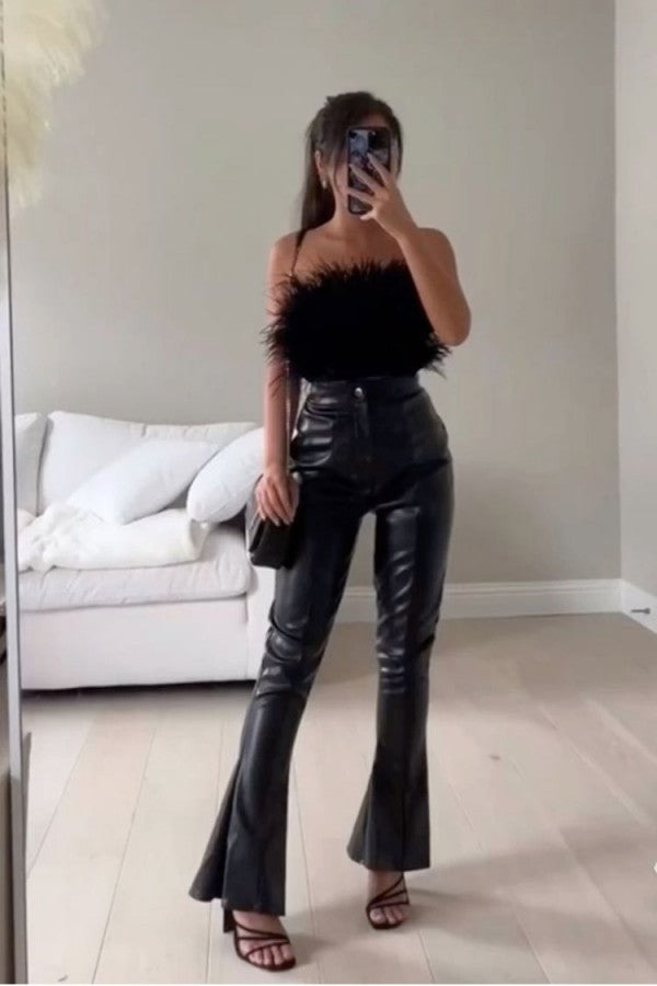 Noir Fur Crop Top