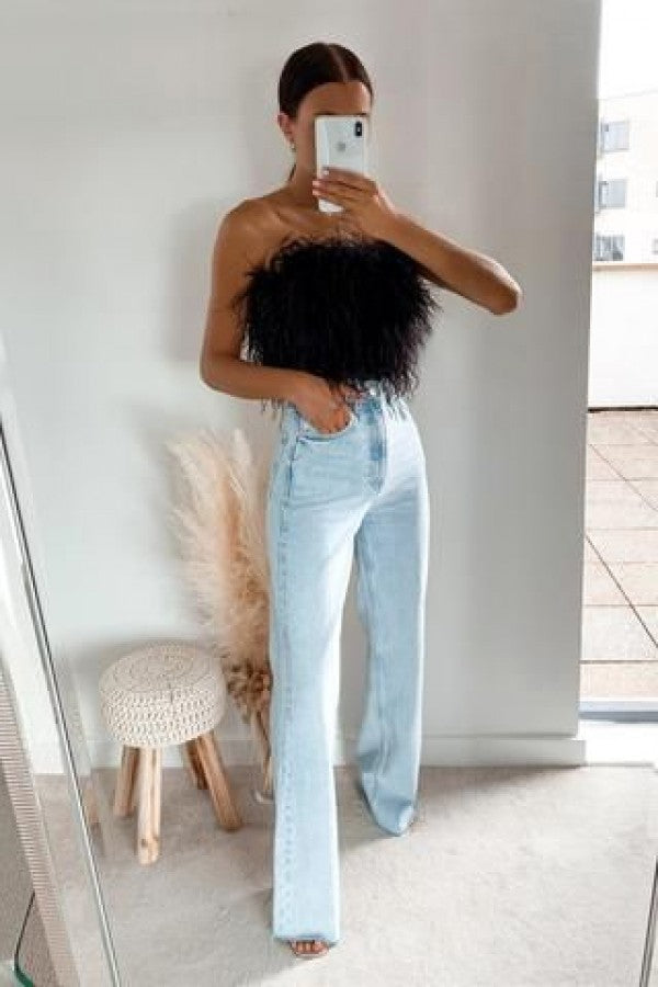 Noir Fur Crop Top