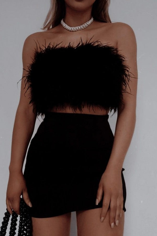 Noir Fur Crop Top