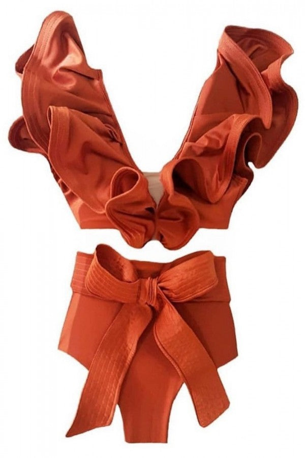 Tangerine Ruffle Bikini Set