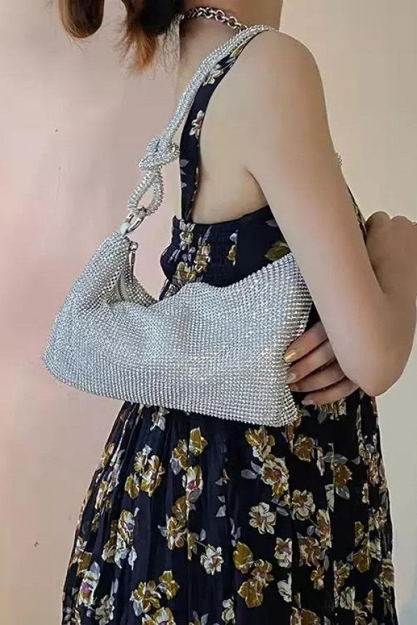 Luxe Silver Rhinestone Bag