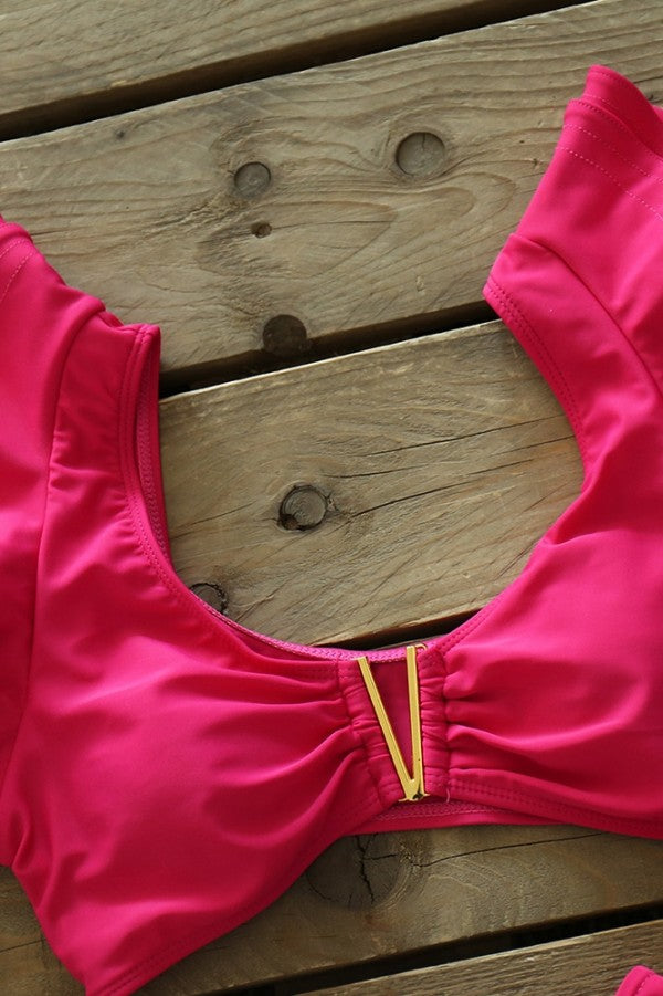 Tangerine Ruffle Bikini Set