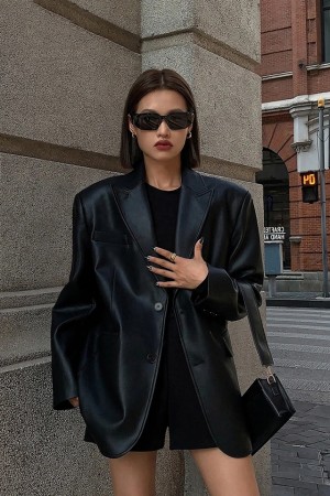 Faux Leather Blazer/Dress