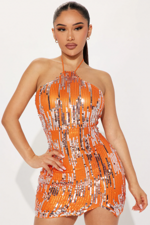 Tangerine Sequin Siren Dress