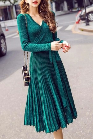 Donatella Shimmer Pleated Dress