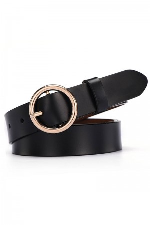 Gold Buckle Noir Belt