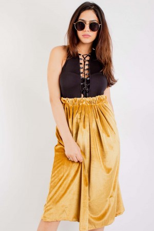 Luxe Gold Velvet Skirt