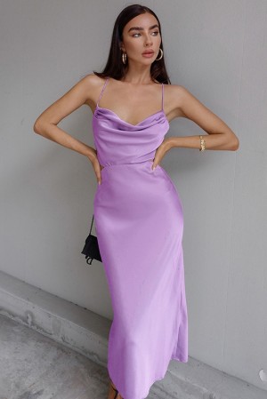 Lavender Sheath Satin Dress