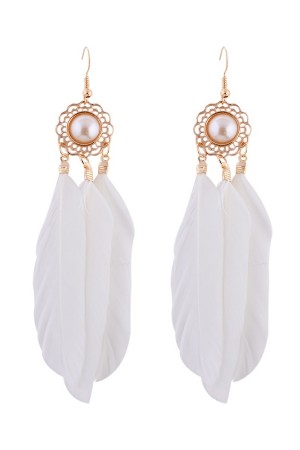 White Feather Earrings