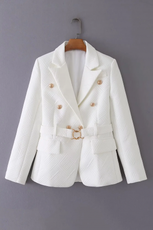 Serena White Belted Blazer