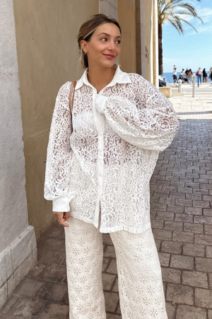Ivory Lace Beach Shirt