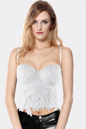 White Lace Crochet Bustier