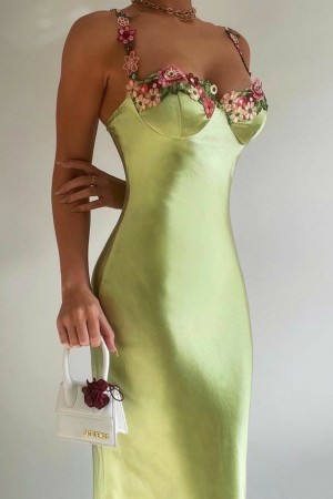 Celestial Green Satin Dress