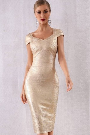 Golden Girl Bandage Dress