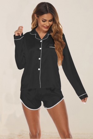 Satin Noir Pajama Set