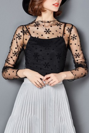 Snow Flakes Mesh Top