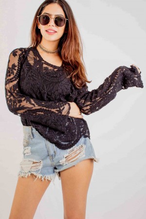 Floral Lace Crochet Top