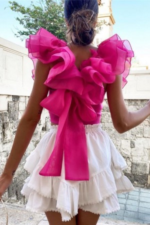 Pink Bow Ruffle Top