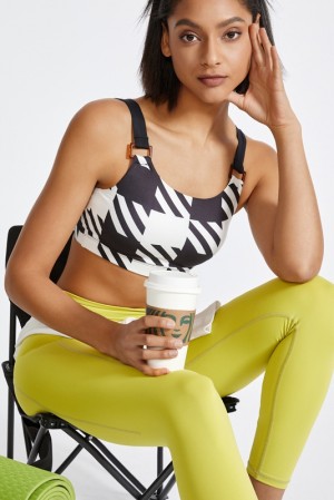 Noir Houndstooth Sports Bra