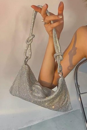 Luxe Silver Rhinestone Bag