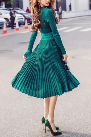 Donatella Shimmer Pleated Dress