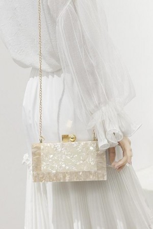 White Luxe Marble Clutch