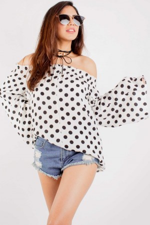 Polka Dots Off Shoulder Top