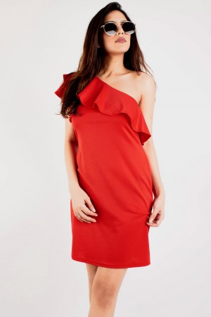 Ruffle One Shoulder Dress