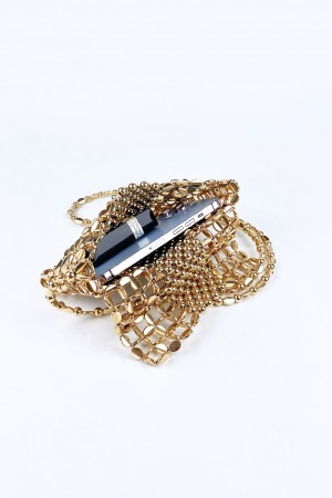 Golden Beaded Luxe Bag