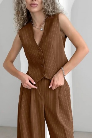 Boss Babe Striped Brown Suit