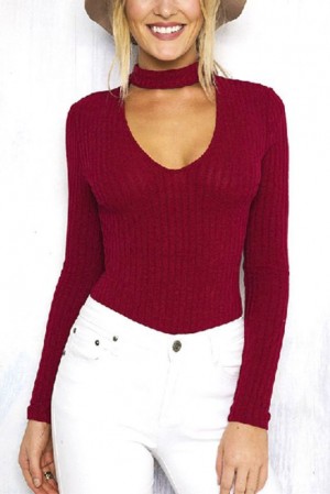 Burgundy Choker Top 