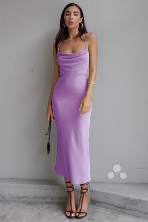 Lavender Sheath Satin Dress