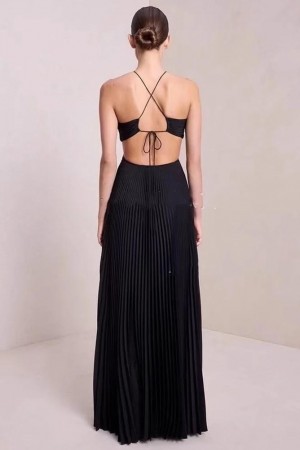 Mystique Noir Pleated Dress