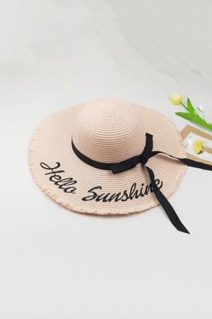 Handmade Hello Sunshine Embroidered Pink Sunhat