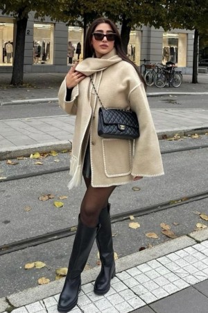 Plush Coat & Scarf Set