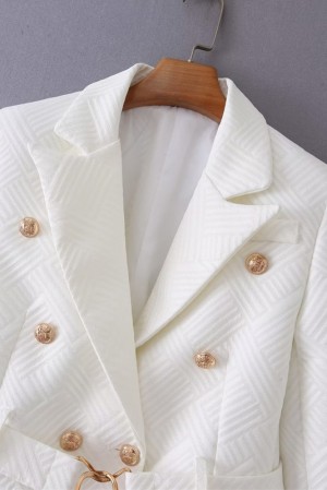 Serena White Belted Blazer