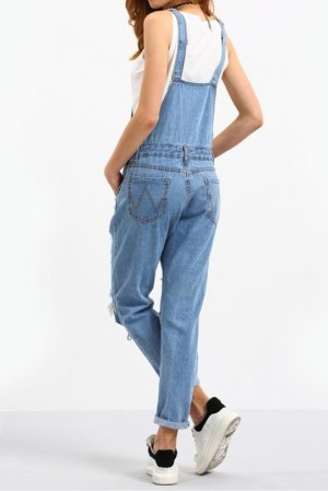 Ripped Denim Dungarees