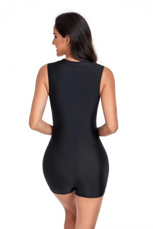 Noir Sculpt Zip Swimsuit