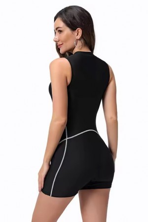 Black Sculpt Zip Swimsuit