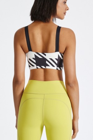 Noir Houndstooth Sports Bra