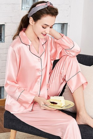 Pink Satin Pajama Set