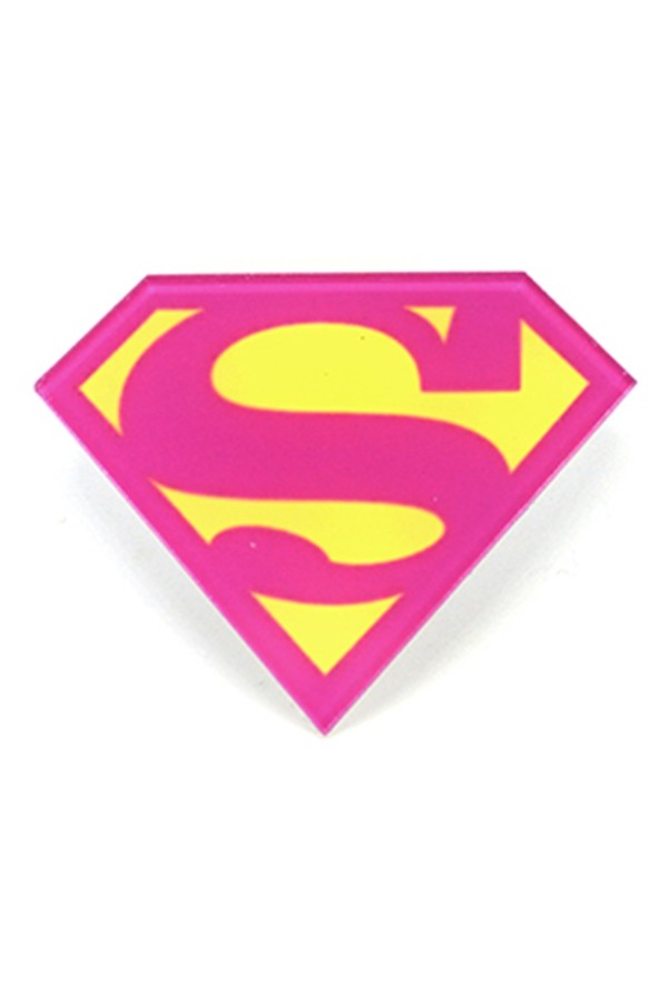 Buttons Pink Logo Superman in 2,5 cm