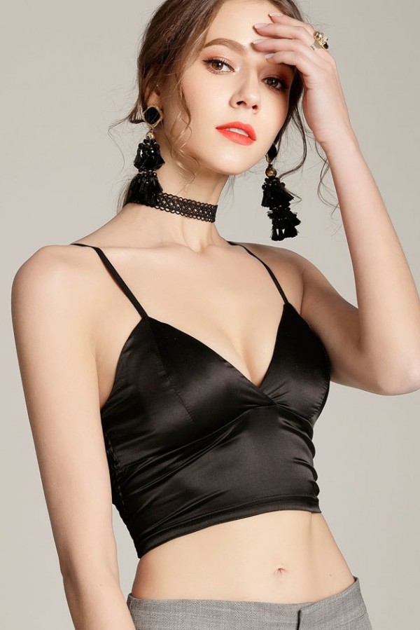 bustier satin noir